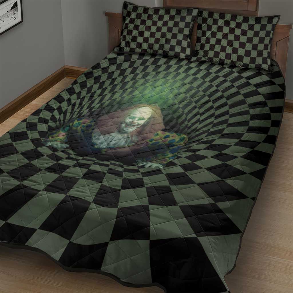3D Illusion Clown Halloween Quilt Bed Set Dark Style DT05