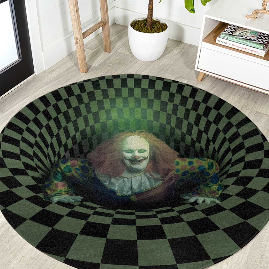 3D Illusion Clown Halloween Round Carpet Dark Style - Wonder Print Shop