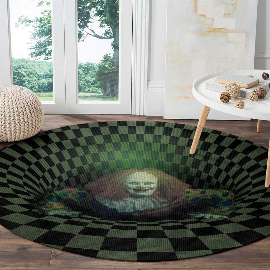 3D Illusion Clown Halloween Round Carpet Dark Style - Wonder Print Shop