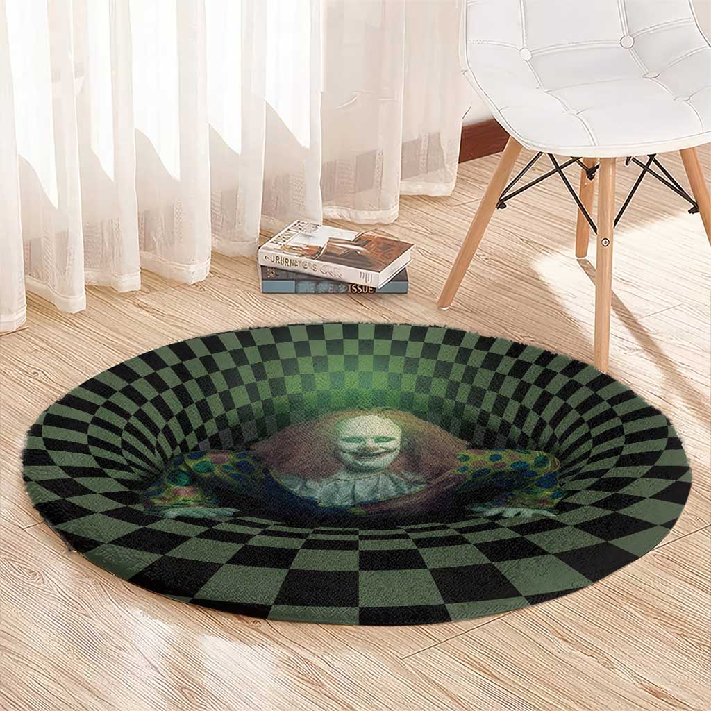 3D Illusion Clown Halloween Round Carpet Dark Style - Wonder Print Shop