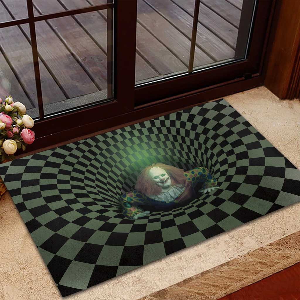 3D Illusion Clown Halloween Rubber Doormat Dark Style - Wonder Print Shop