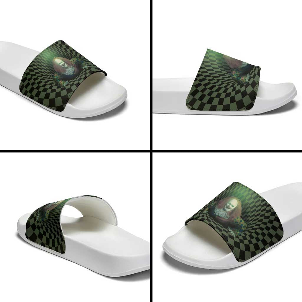 3D Illusion Clown Halloween Slide Sandals Dark Style - Wonder Print Shop
