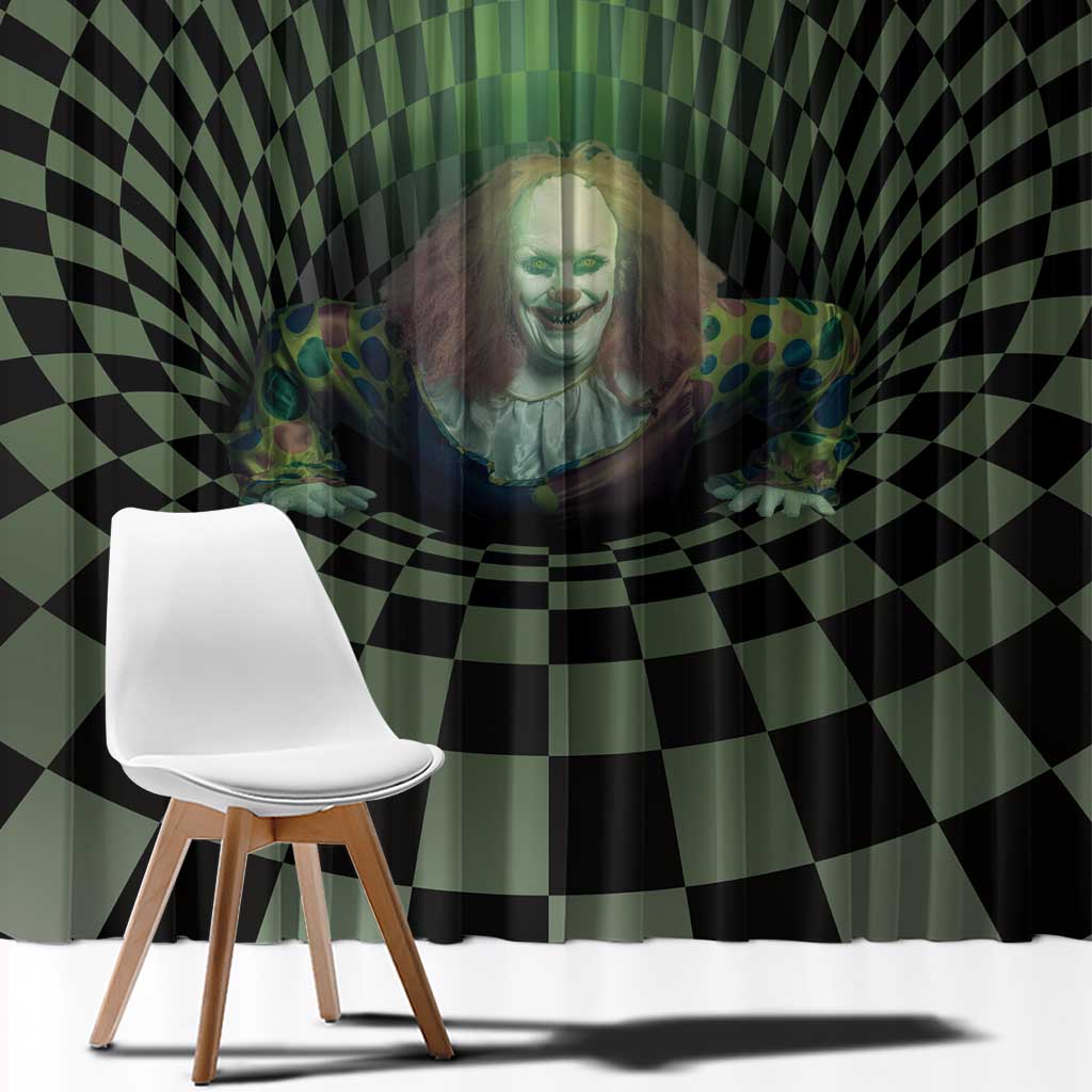 3D Illusion Clown Halloween Window Curtain Dark Style - Wonder Print Shop