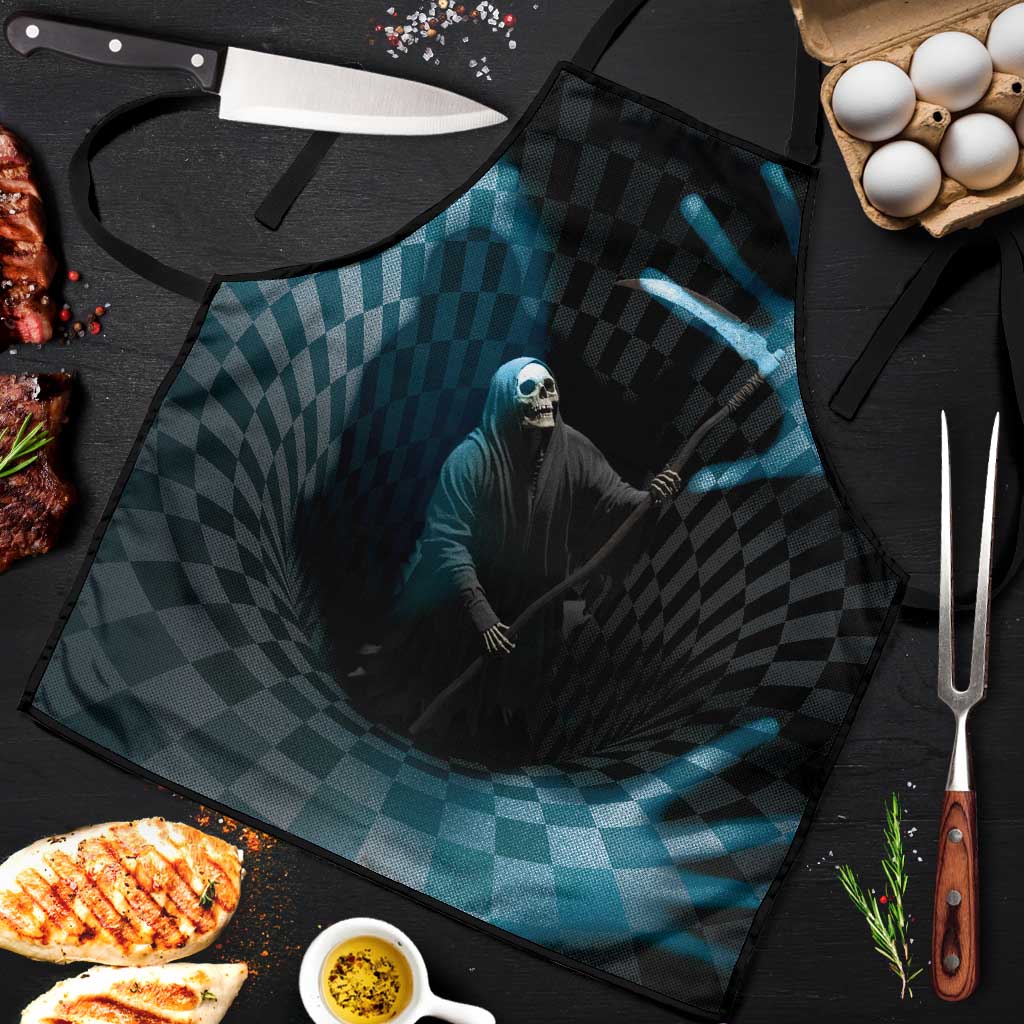 3D Illusion Death Halloween Apron Y2k Horror Retro Style - Wonder Print Shop