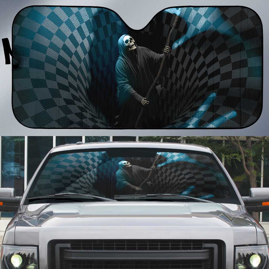 3D Illusion Death Halloween Auto Sun Shade Y2k Horror Retro Style - Wonder Print Shop