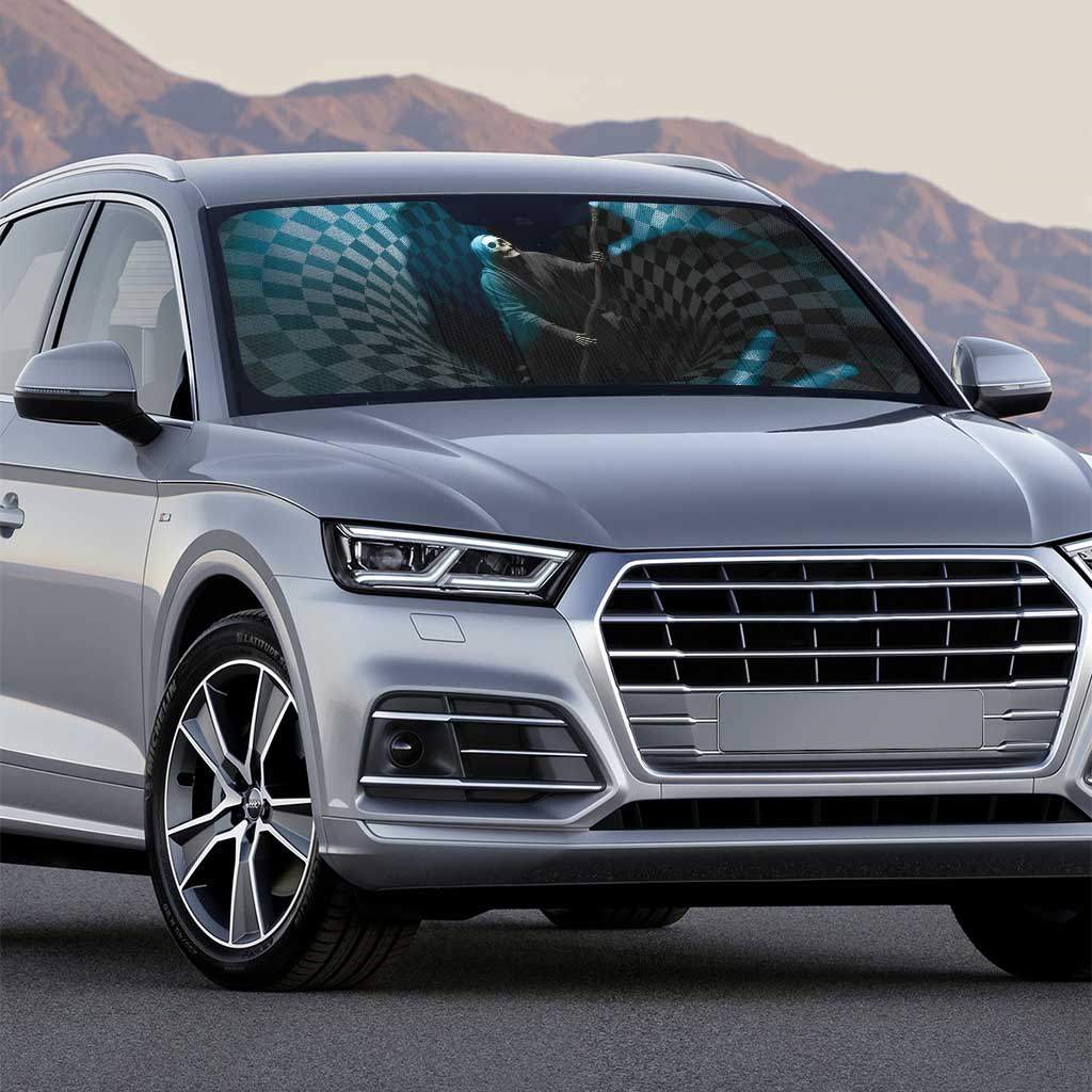 3D Illusion Death Halloween Auto Sun Shade Y2k Horror Retro Style - Wonder Print Shop