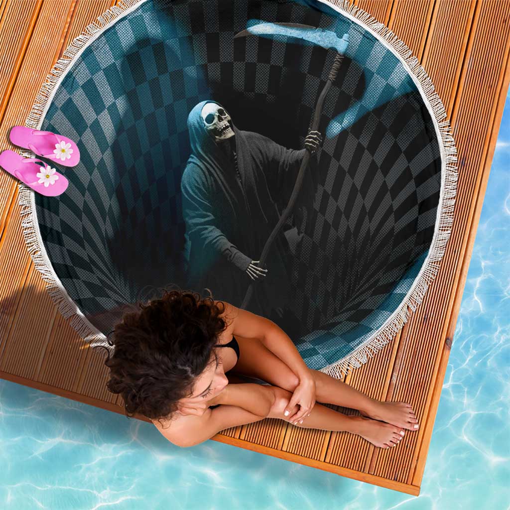 3D Illusion Death Halloween Beach Blanket Y2k Horror Retro Style - Wonder Print Shop