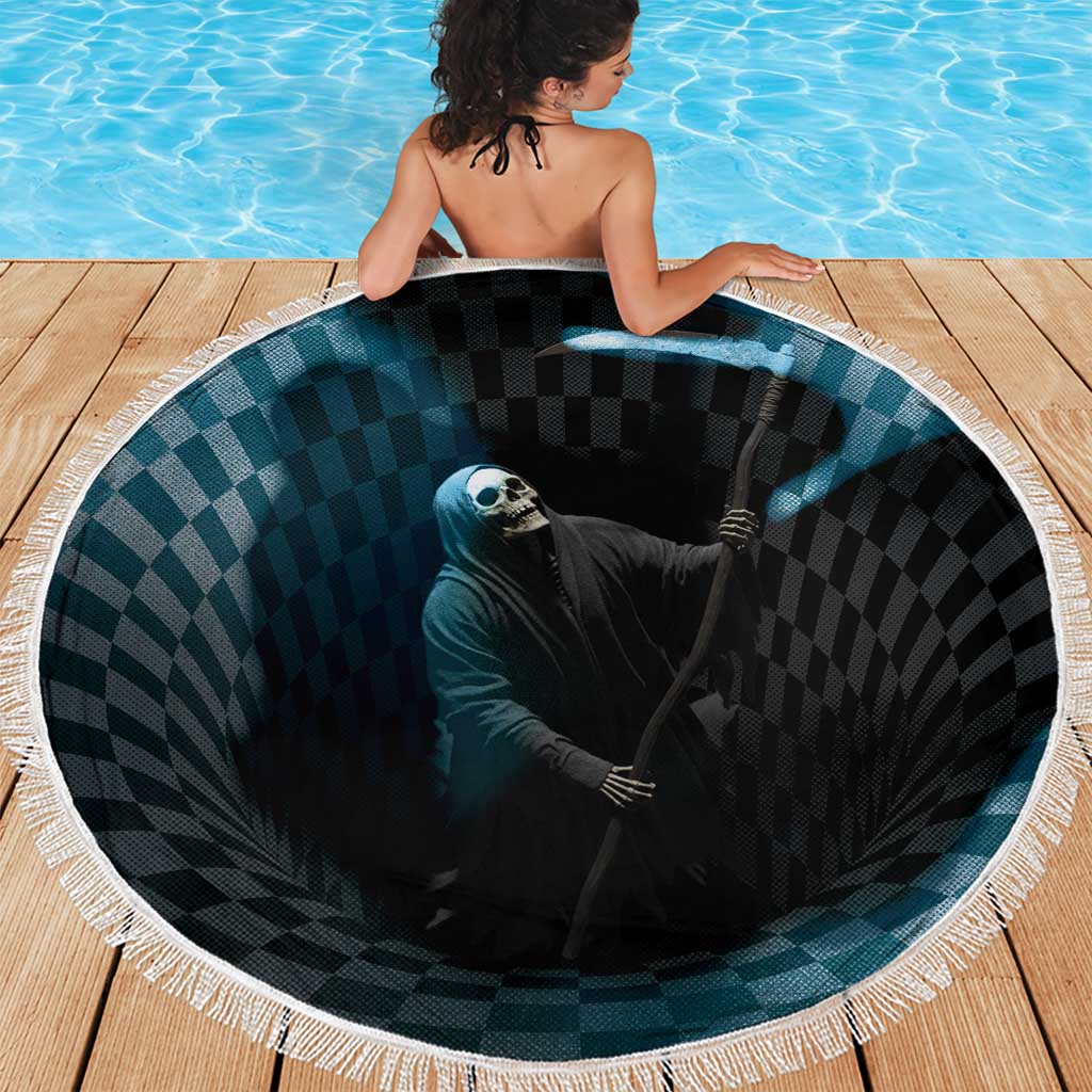 3D Illusion Death Halloween Beach Blanket Y2k Horror Retro Style - Wonder Print Shop
