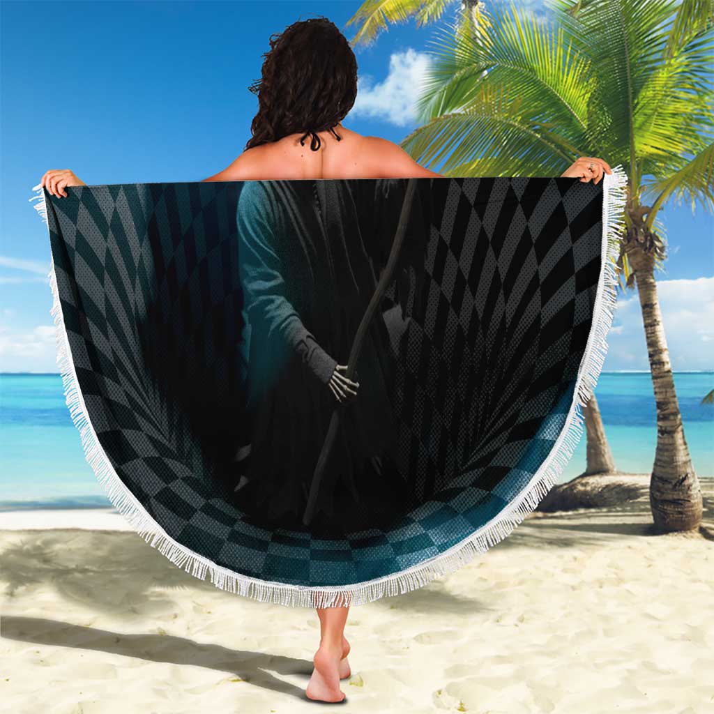 3D Illusion Death Halloween Beach Blanket Y2k Horror Retro Style - Wonder Print Shop