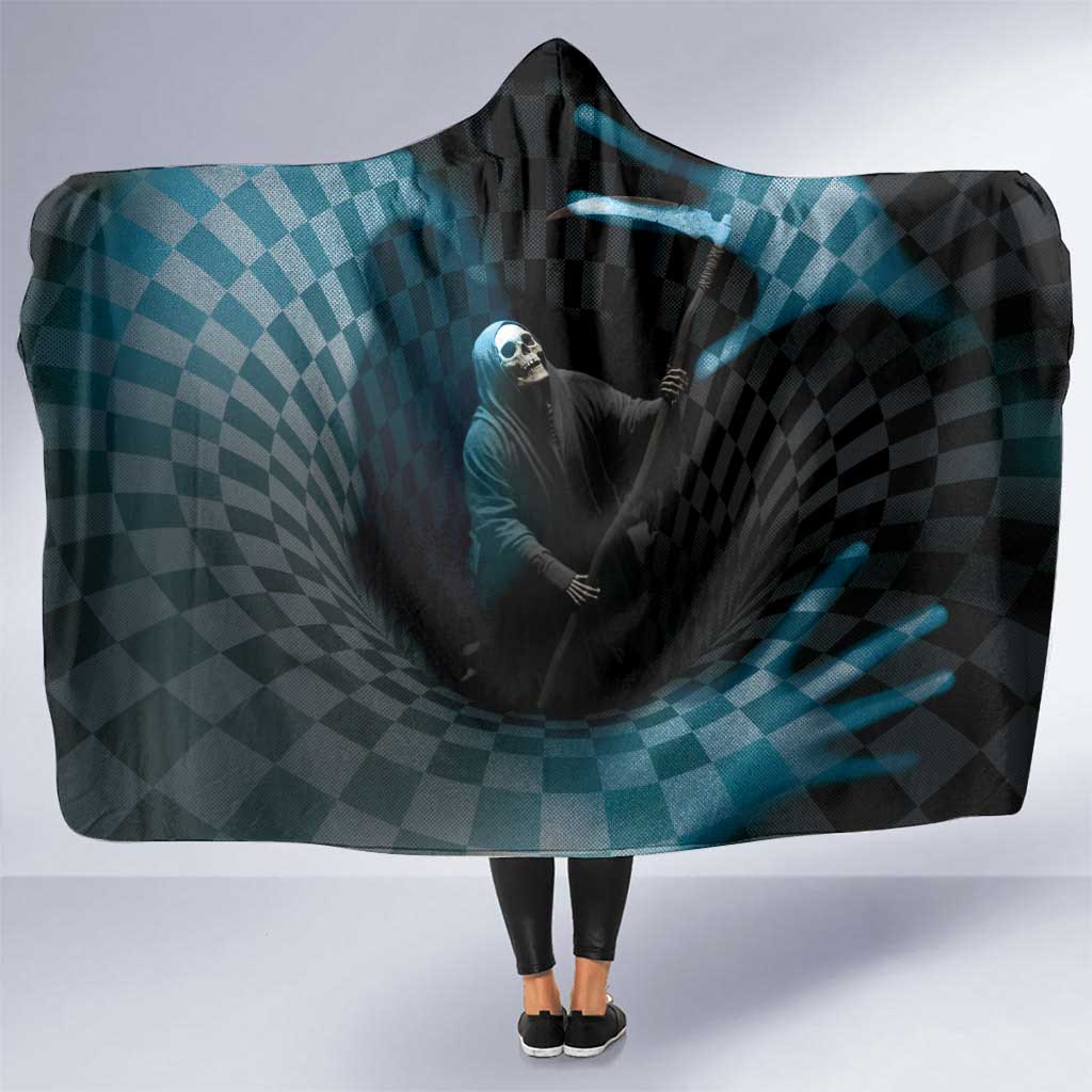 3D Illusion Death Halloween Hooded Blanket Y2k Horror Retro Style - Wonder Print Shop