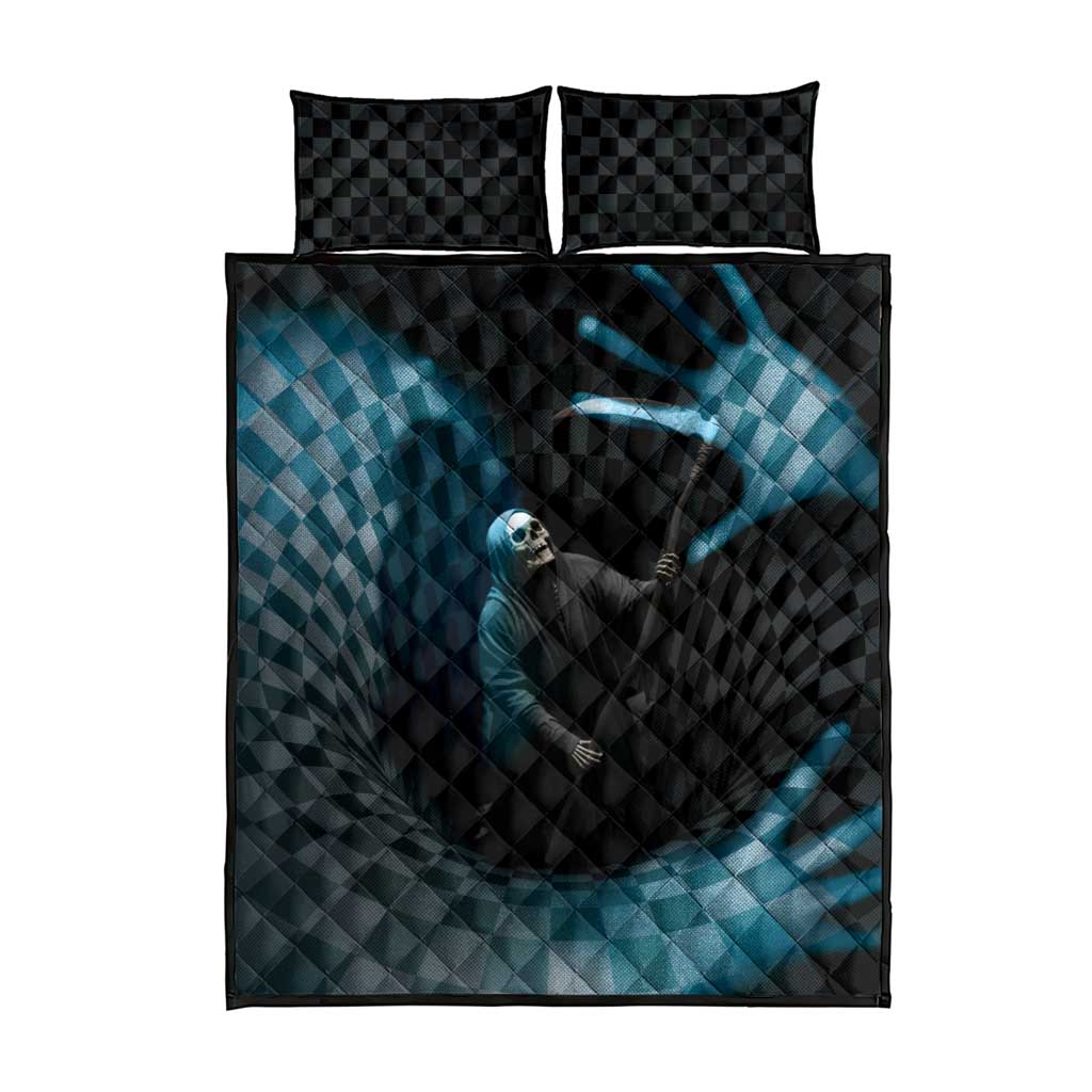 3D Illusion Death Halloween Quilt Bed Set Y2k Horror Retro Style DT05