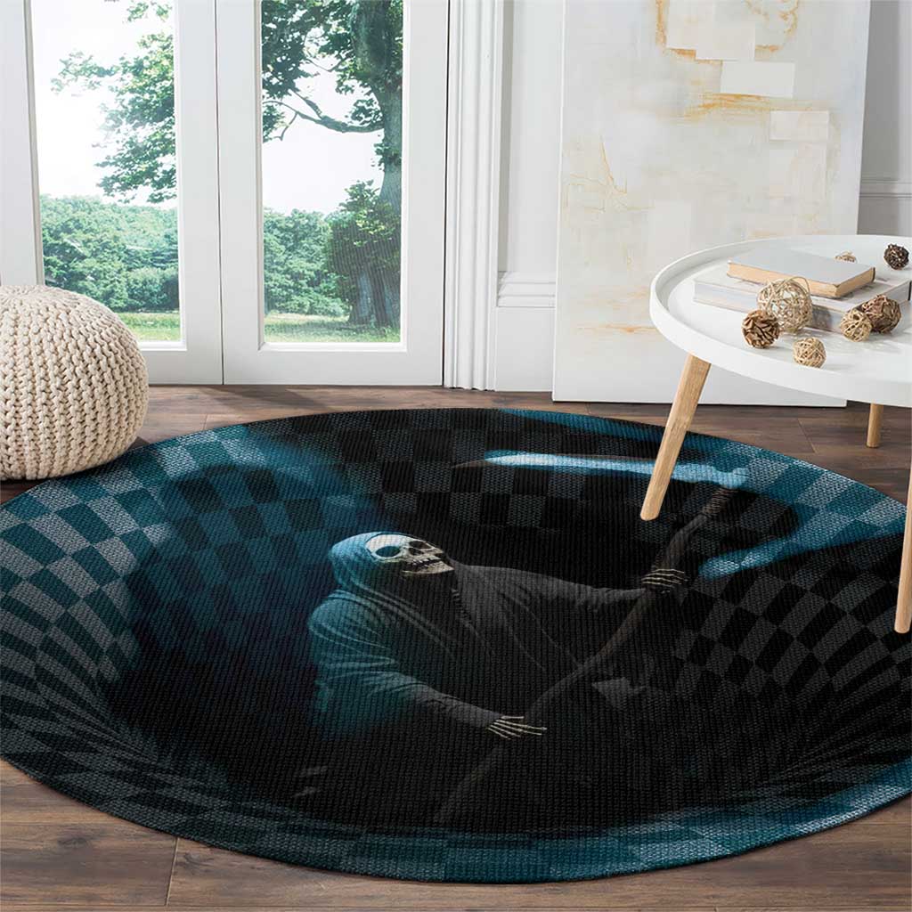3D Illusion Death Halloween Round Carpet Y2k Horror Retro Style - Wonder Print Shop