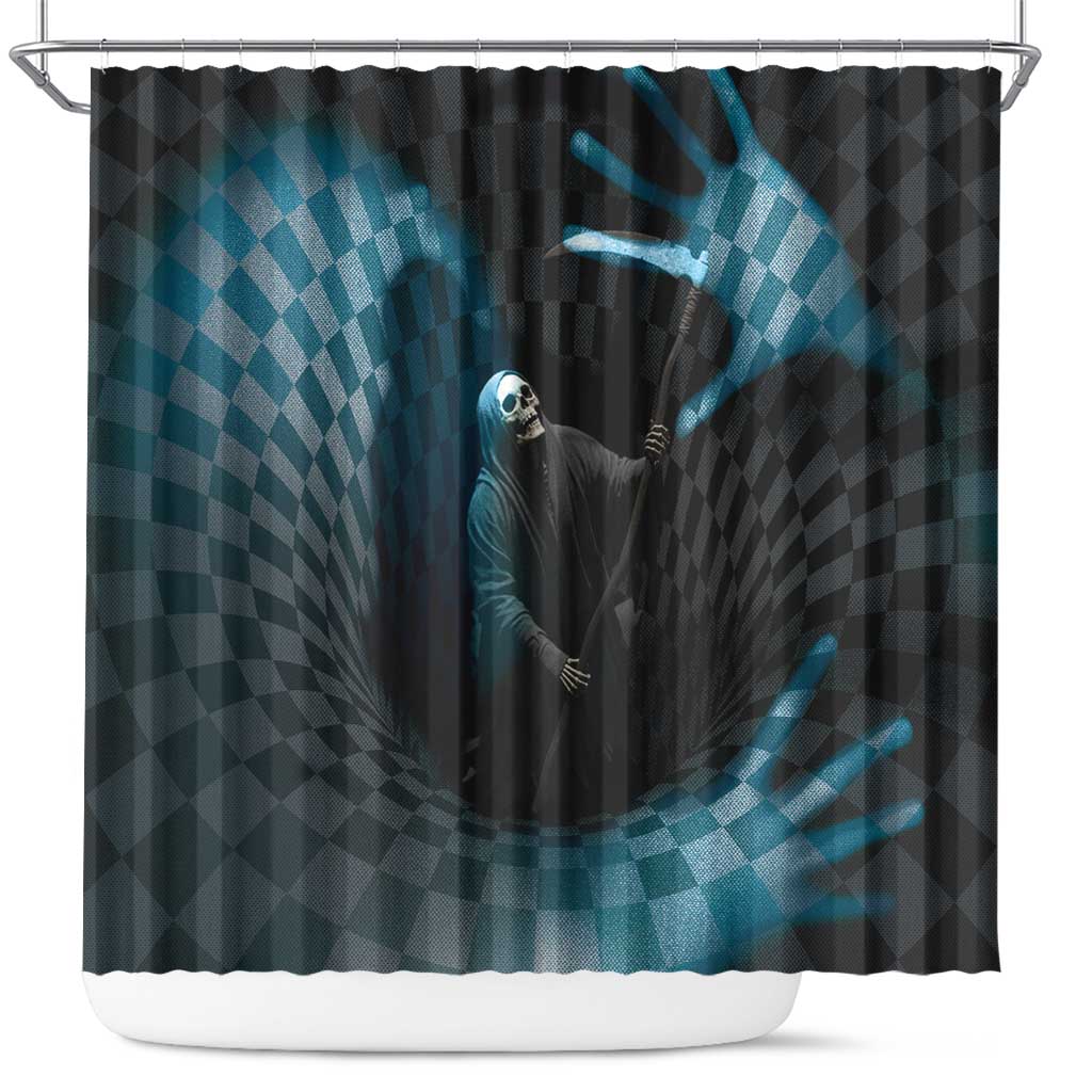 3D Illusion Death Halloween Shower Curtain Y2k Horror Retro Style - Wonder Print Shop