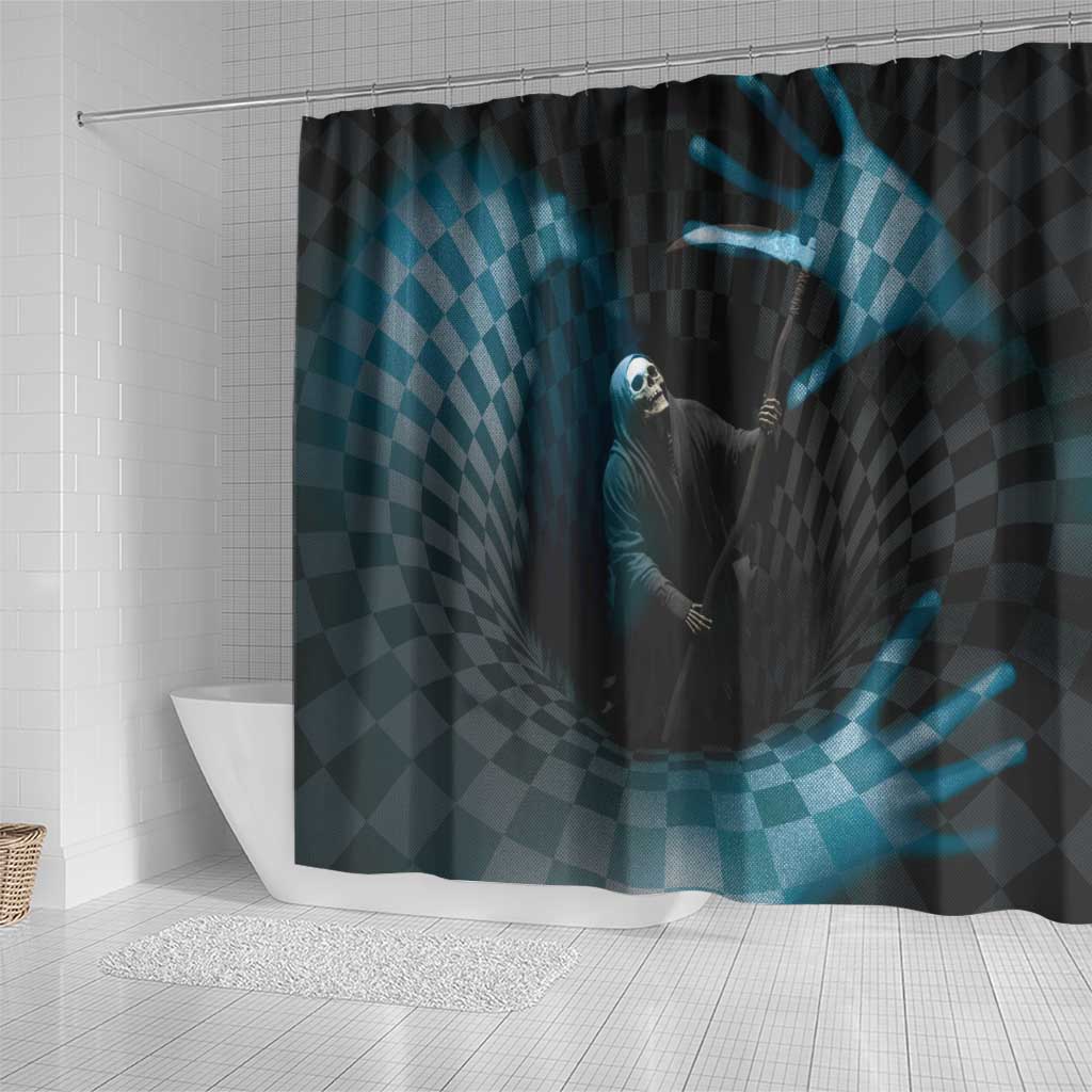 3D Illusion Death Halloween Shower Curtain Y2k Horror Retro Style - Wonder Print Shop