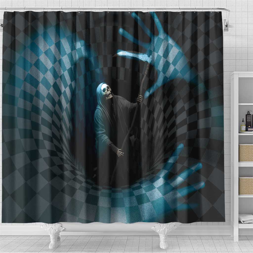 3D Illusion Death Halloween Shower Curtain Y2k Horror Retro Style - Wonder Print Shop