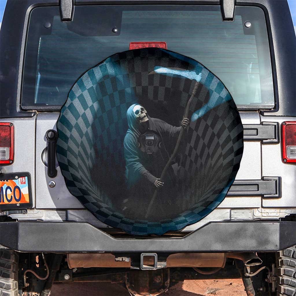 3D Illusion Death Halloween Spare Tire Cover Y2k Horror Retro Style - Wonder Print Shop