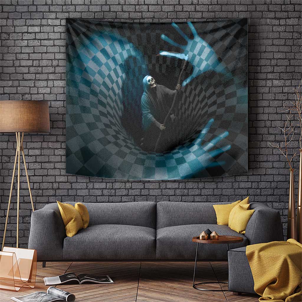 3D Illusion Death Halloween Tapestry Y2k Horror Retro Style - Wonder Print Shop