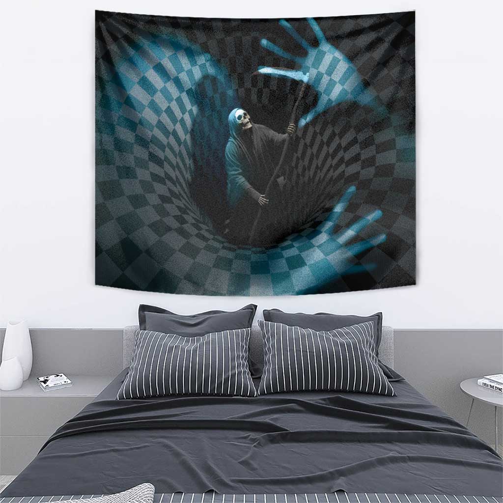 3D Illusion Death Halloween Tapestry Y2k Horror Retro Style - Wonder Print Shop