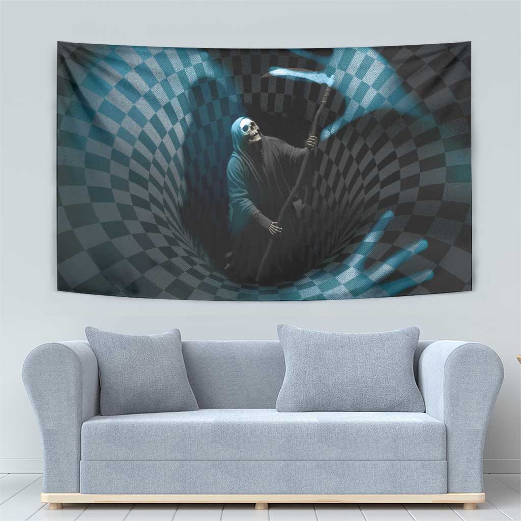 3D Illusion Death Halloween Tapestry Y2k Horror Retro Style - Wonder Print Shop