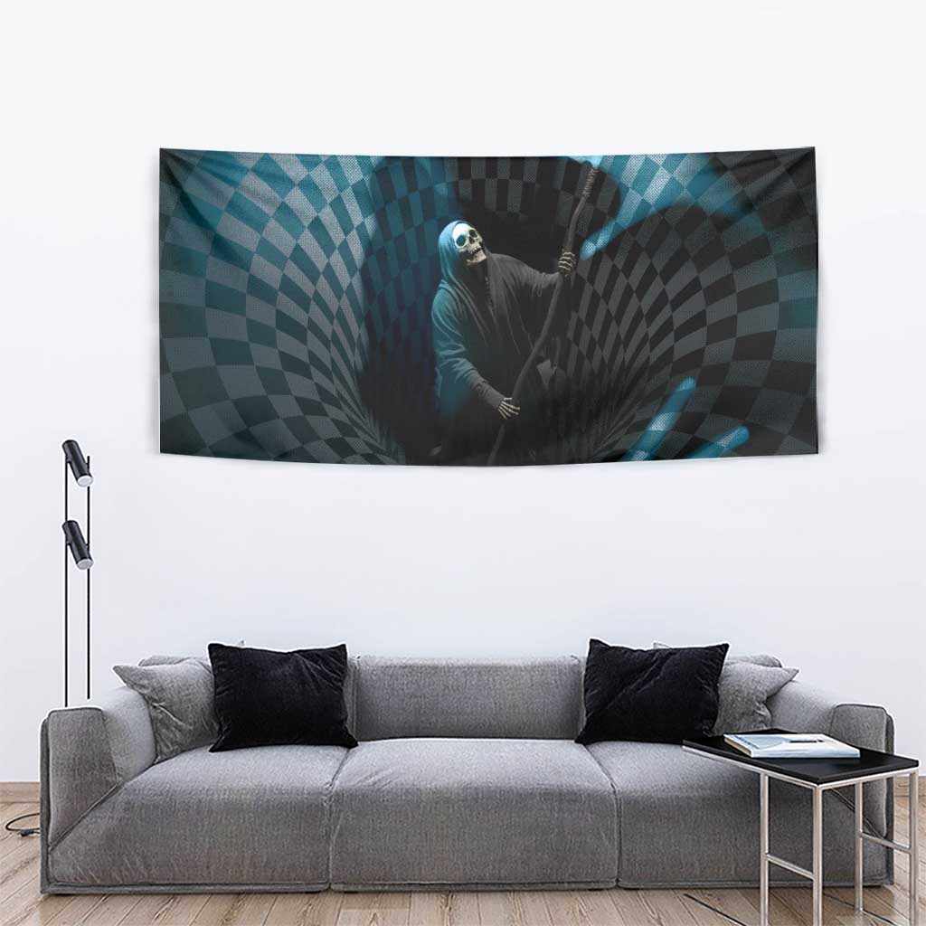 3D Illusion Death Halloween Tapestry Y2k Horror Retro Style - Wonder Print Shop
