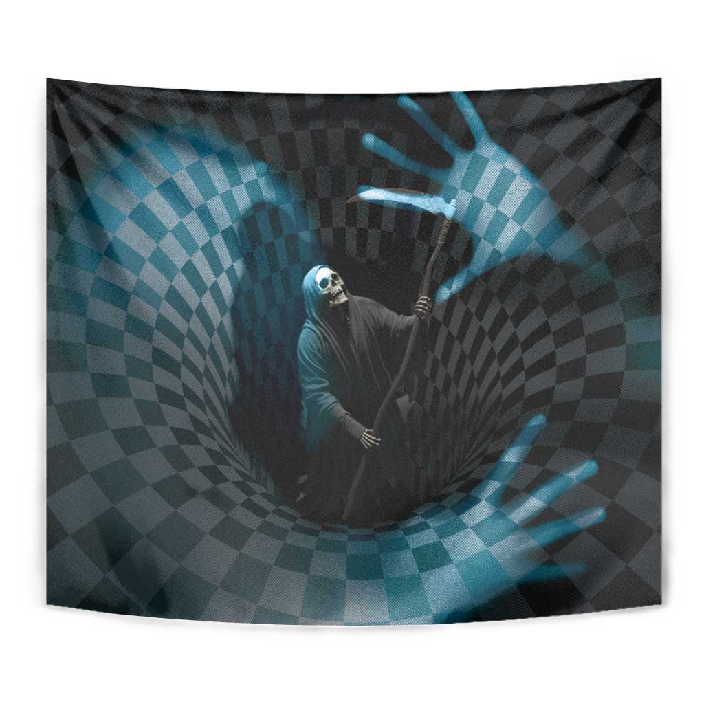 3D Illusion Death Halloween Tapestry Y2k Horror Retro Style - Wonder Print Shop