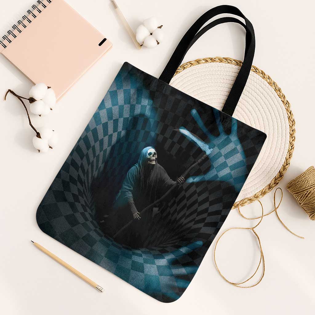 3D Illusion Death Halloween Tote Bag Y2k Horror Retro Style - Wonder Print Shop