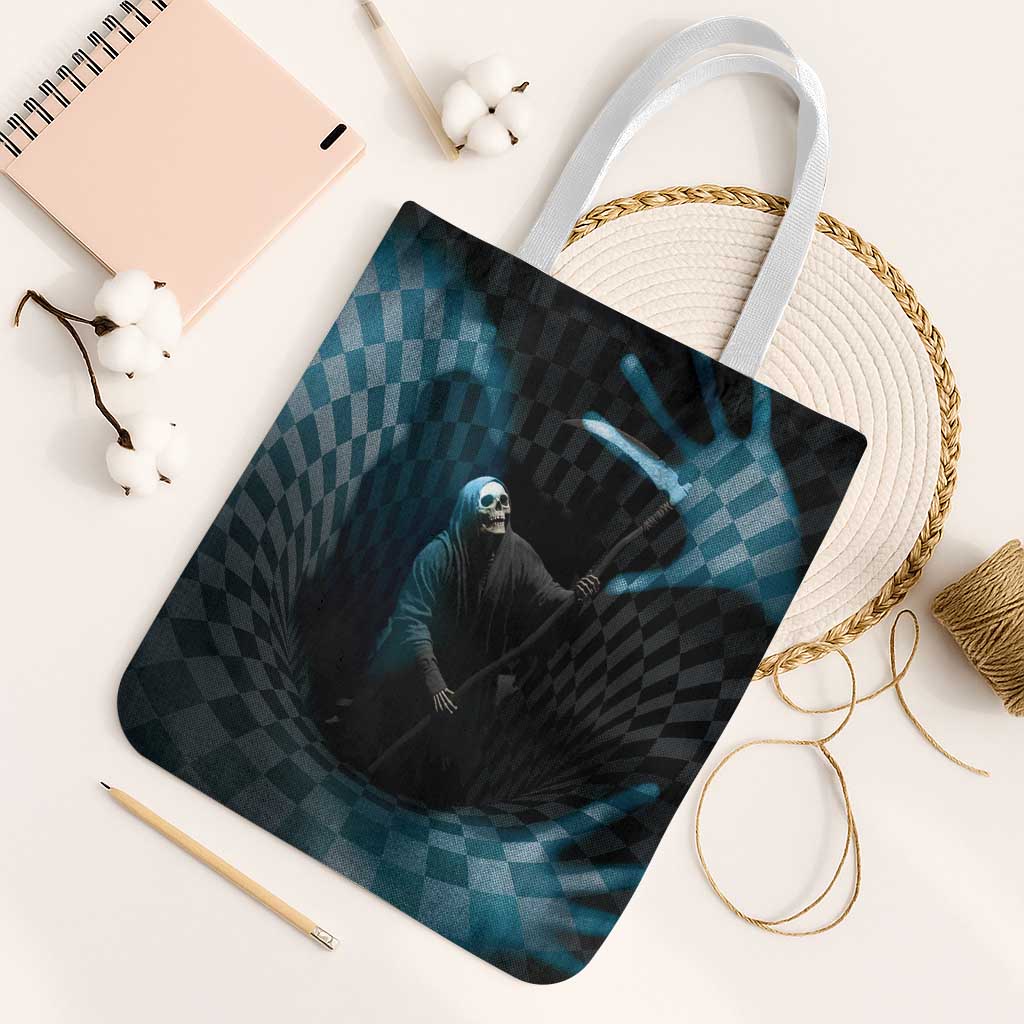 3D Illusion Death Halloween Tote Bag Y2k Horror Retro Style - Wonder Print Shop