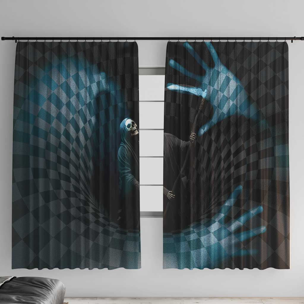 3D Illusion Death Halloween Window Curtain Y2k Horror Retro Style - Wonder Print Shop