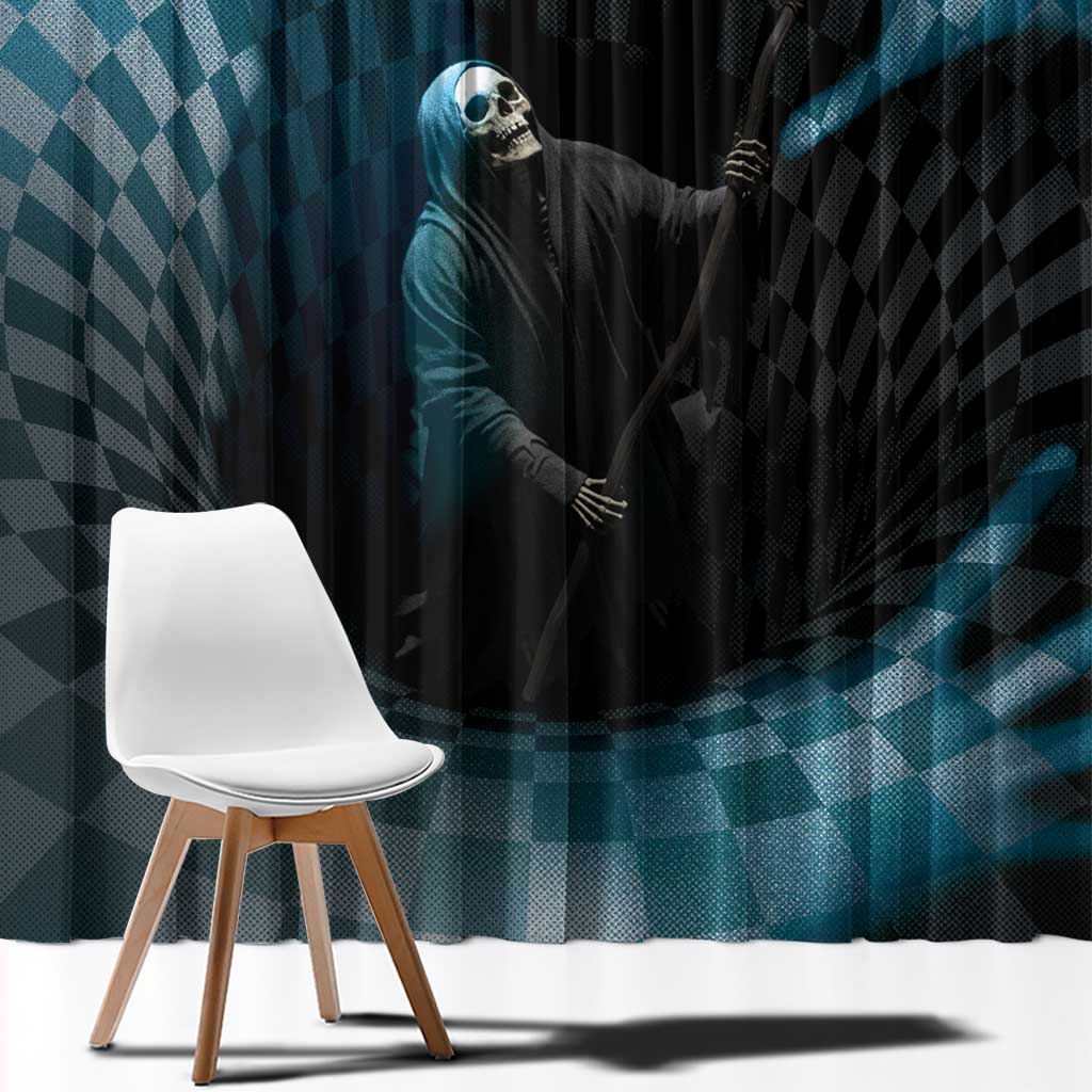 3D Illusion Death Halloween Window Curtain Y2k Horror Retro Style - Wonder Print Shop