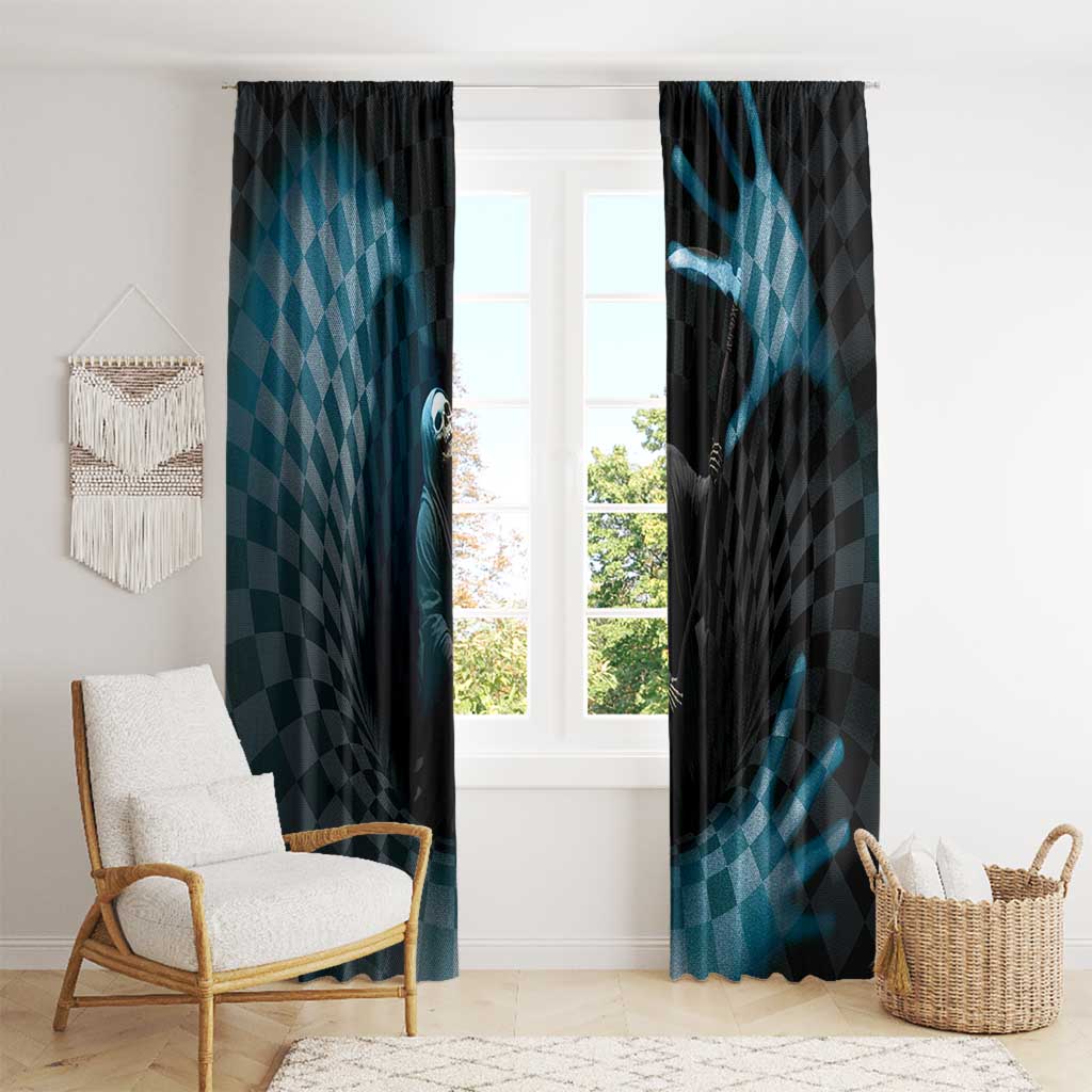 3D Illusion Death Halloween Window Curtain Y2k Horror Retro Style - Wonder Print Shop