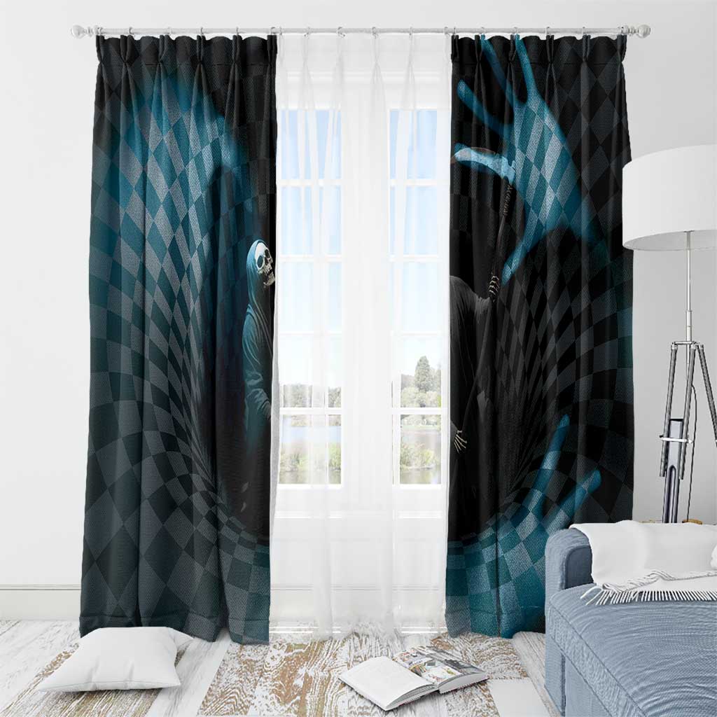 3D Illusion Death Halloween Window Curtain Y2k Horror Retro Style - Wonder Print Shop