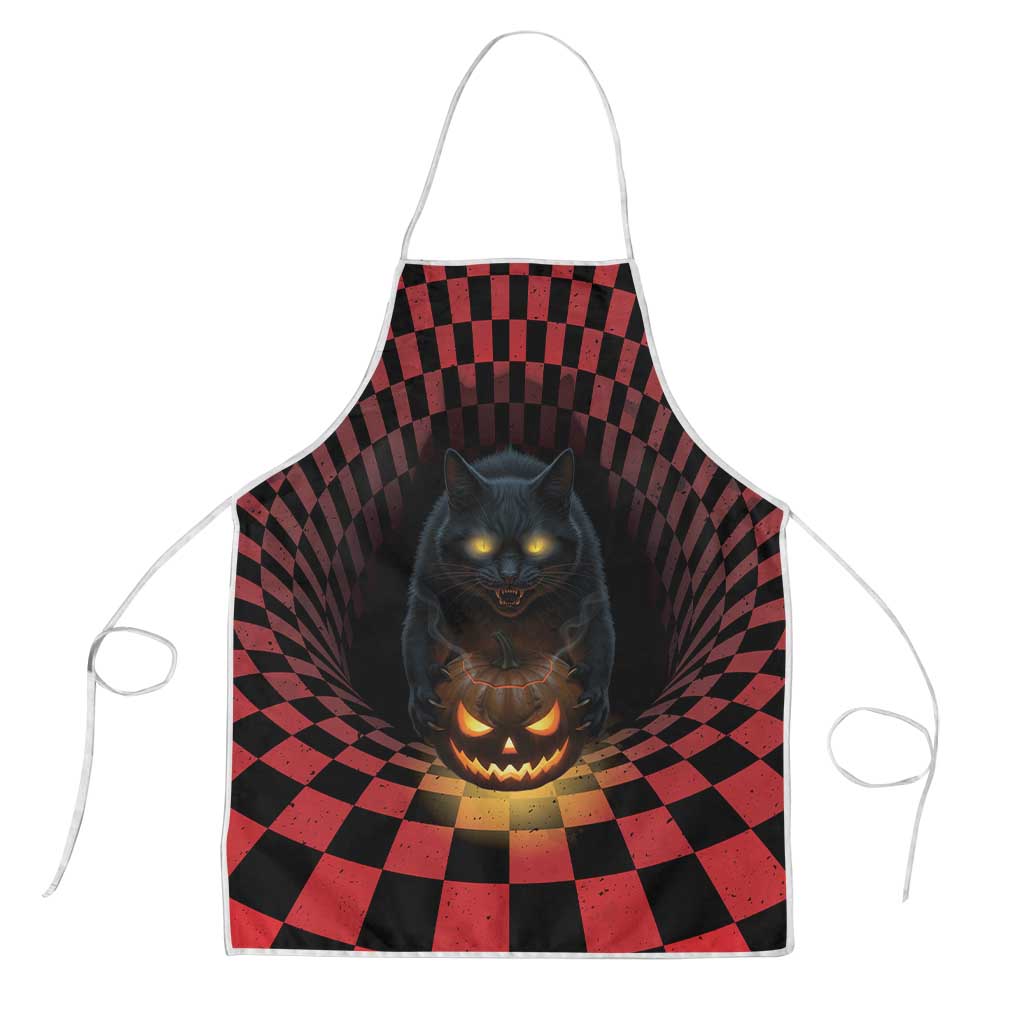 3D Illusion Cat Halloween Apron Horror Cartoon Style - Wonder Print Shop