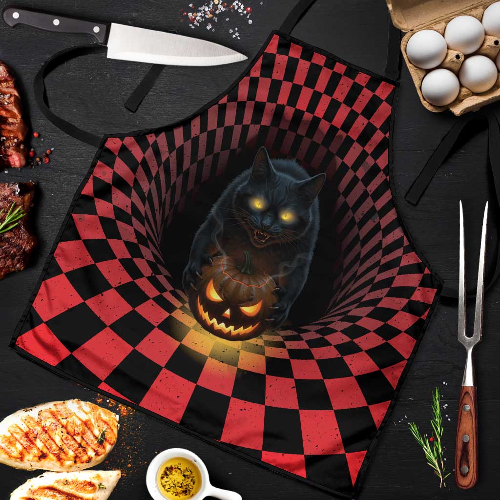 3D Illusion Cat Halloween Apron Horror Cartoon Style - Wonder Print Shop