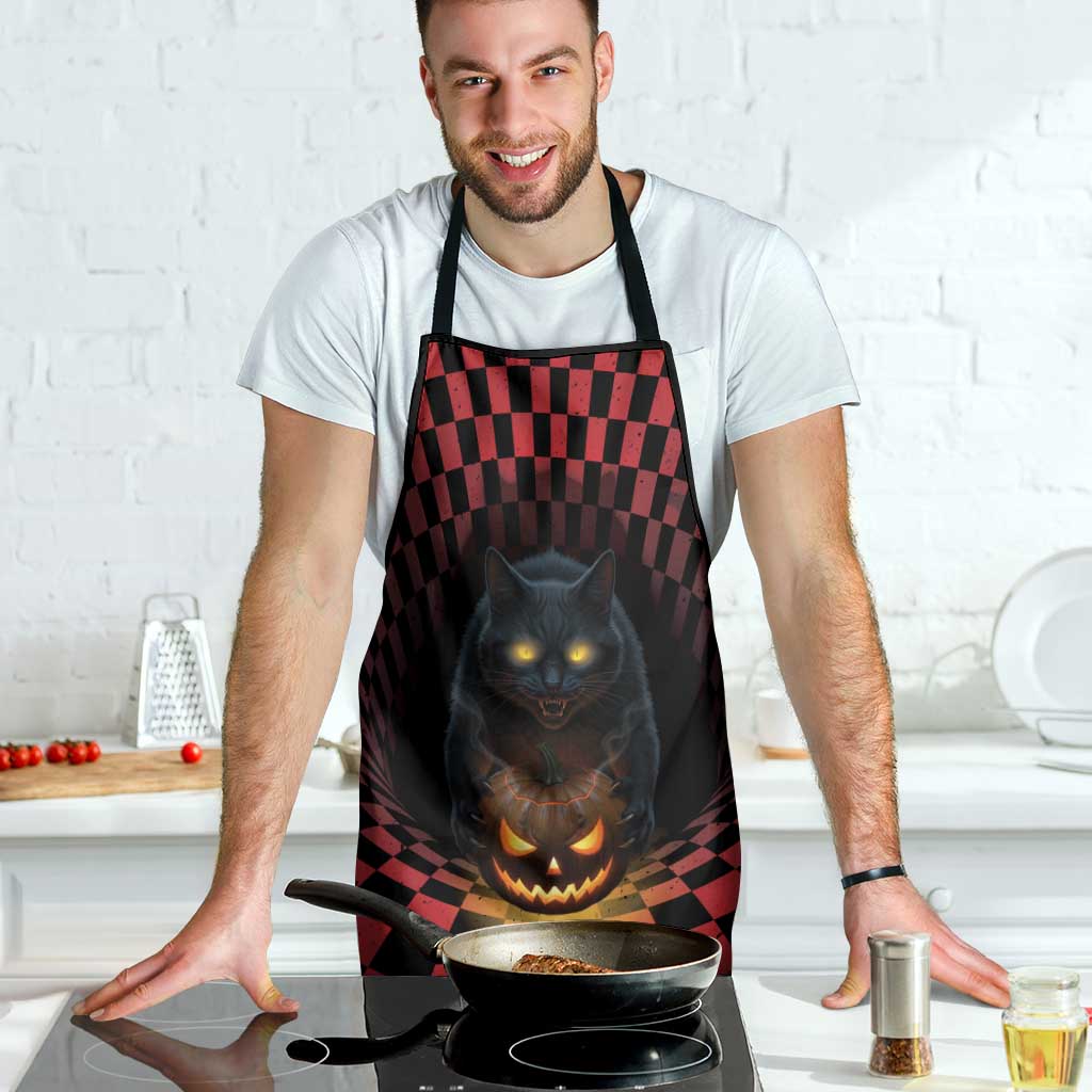 3D Illusion Cat Halloween Apron Horror Cartoon Style - Wonder Print Shop