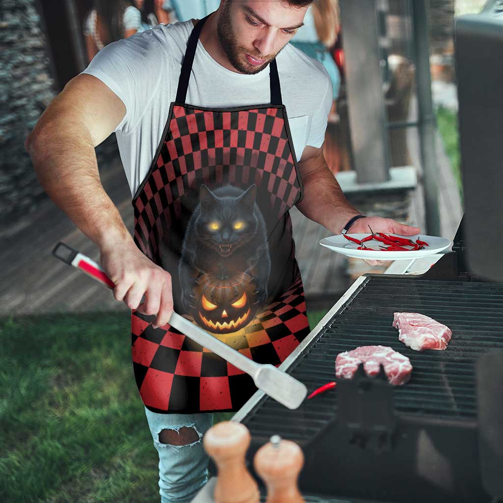 3D Illusion Cat Halloween Apron Horror Cartoon Style - Wonder Print Shop