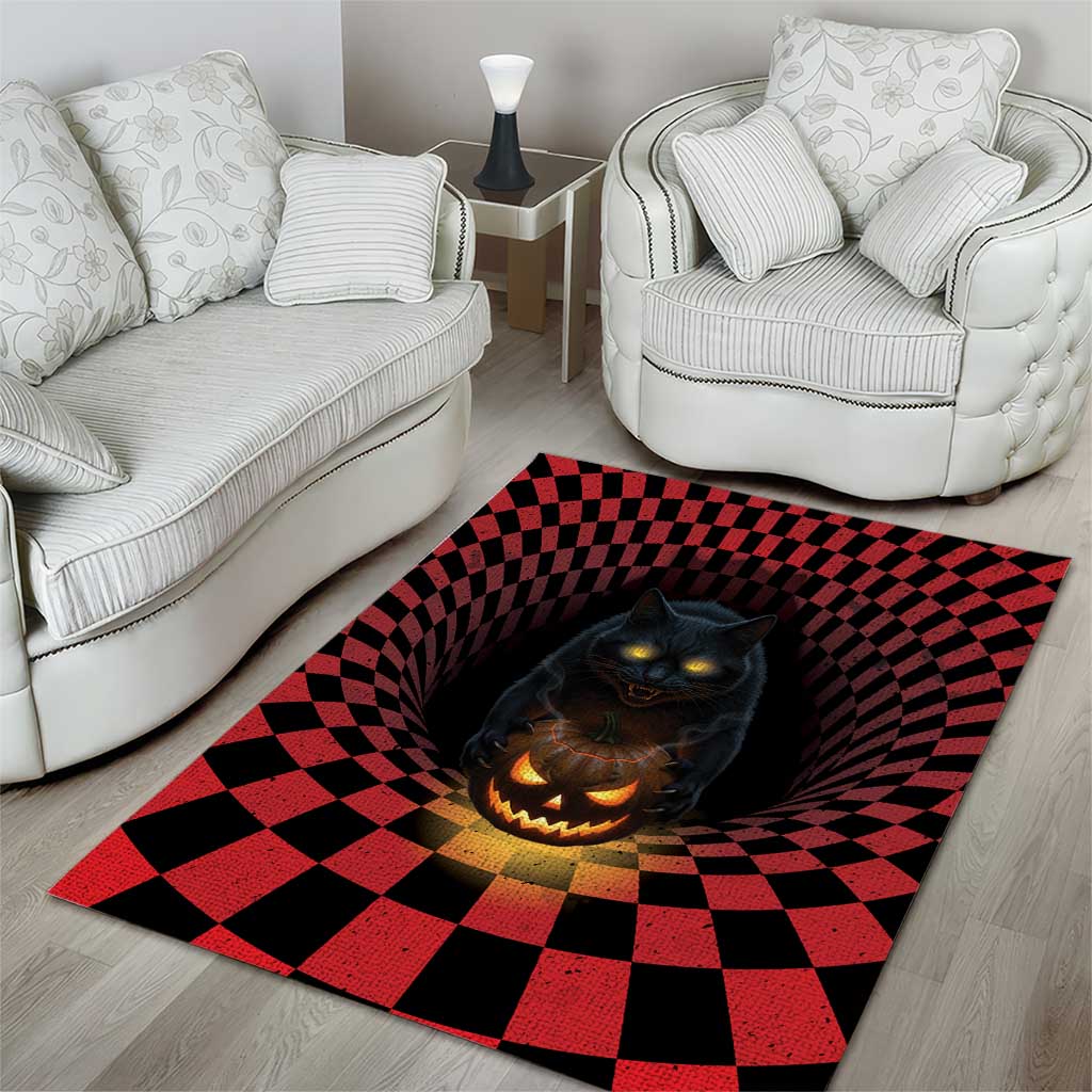 3D Illusion Cat Halloween Area Rug Horror Cartoon Style - Wonder Print Shop