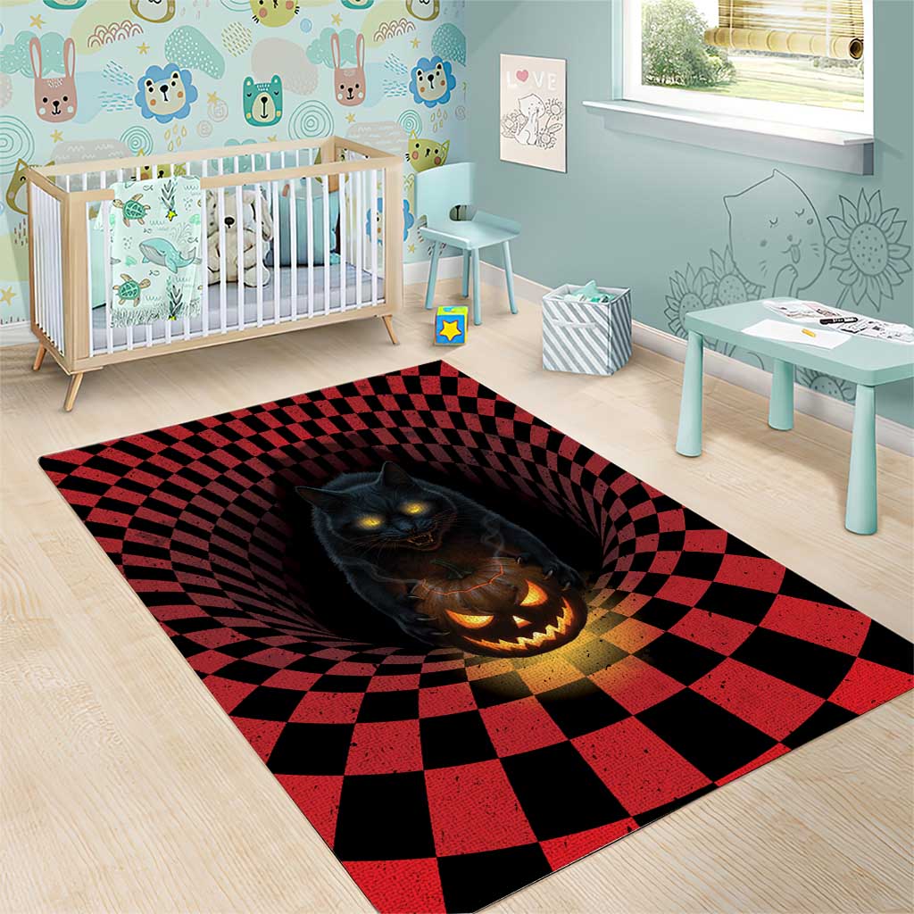 3D Illusion Cat Halloween Area Rug Horror Cartoon Style - Wonder Print Shop