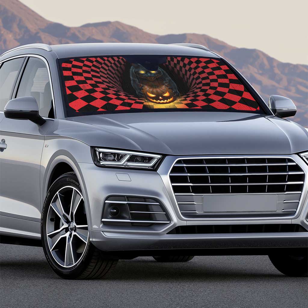 3D Illusion Cat Halloween Auto Sun Shade Horror Cartoon Style - Wonder Print Shop