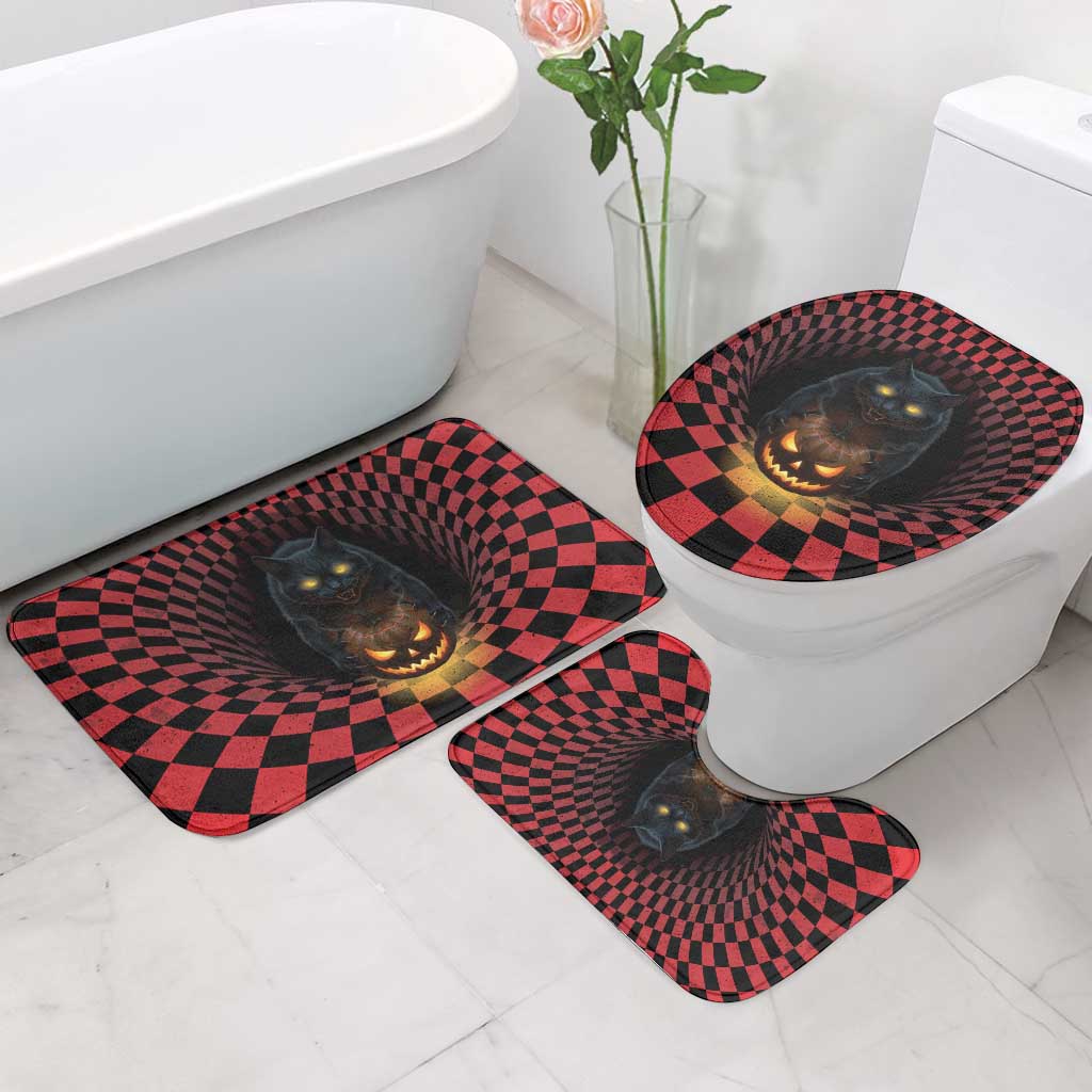 3D Illusion Cat Halloween Bathroom Set Horror Cartoon Style - Wonder Print Shop