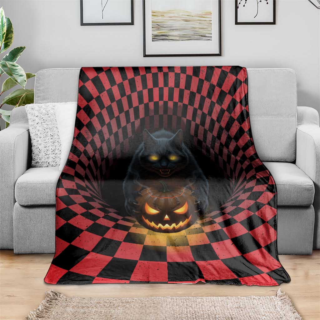 3D Illusion Cat Halloween Blanket Horror Cartoon Style - Wonder Print Shop