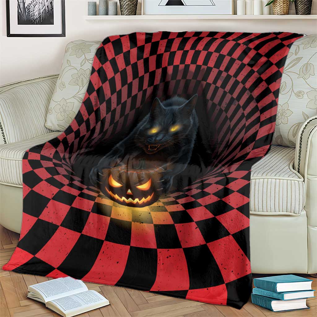 3D Illusion Cat Halloween Blanket Horror Cartoon Style - Wonder Print Shop