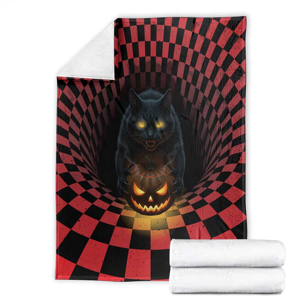 3D Illusion Cat Halloween Blanket Horror Cartoon Style - Wonder Print Shop