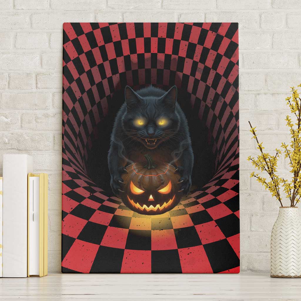 3D Illusion Cat Halloween Canvas Wall Art Horror Cartoon Style - Wonder Print Shop