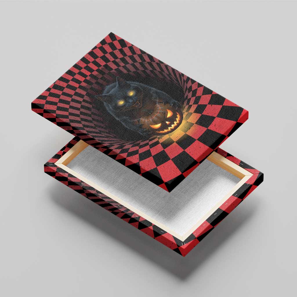 3D Illusion Cat Halloween Canvas Wall Art Horror Cartoon Style - Wonder Print Shop