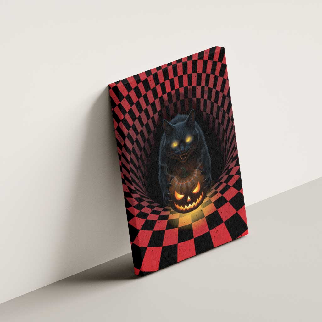 3D Illusion Cat Halloween Canvas Wall Art Horror Cartoon Style - Wonder Print Shop