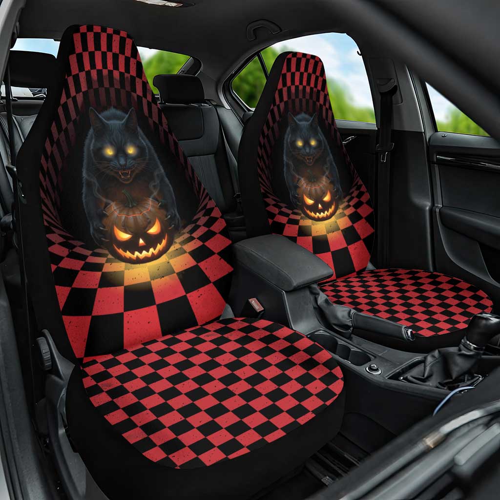 3D Illusion Cat Halloween Car Seat Cover Horror Cartoon Style DT05