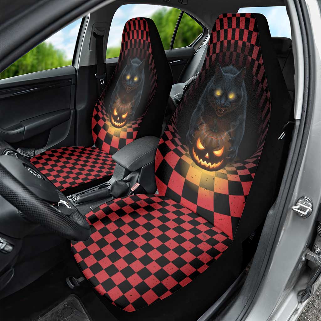 3D Illusion Cat Halloween Car Seat Cover Horror Cartoon Style DT05