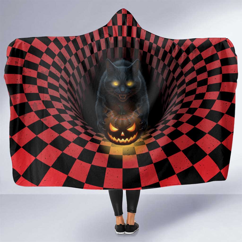 3D Illusion Cat Halloween Hooded Blanket Horror Cartoon Style - Wonder Print Shop