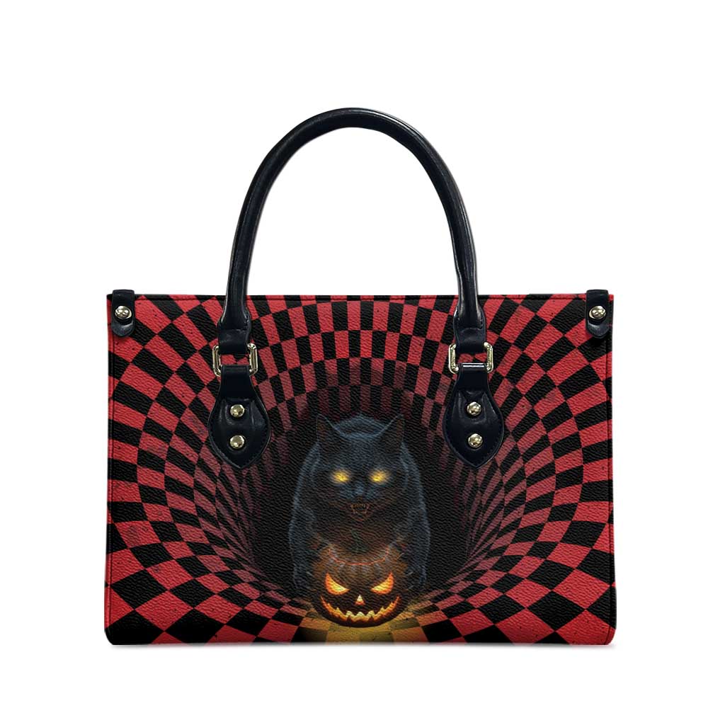 3D Illusion Cat Halloween Leather Bag Horror Cartoon Style DT05