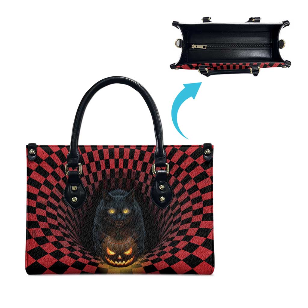 3D Illusion Cat Halloween Leather Bag Horror Cartoon Style DT05